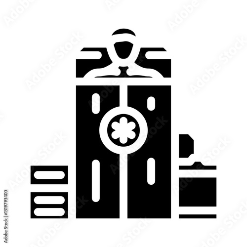 cryotherapy chamber recovery wellness glyph icon vector illustration