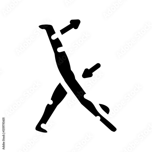 stretching pose arrows flexibility glyph icon vector illustration