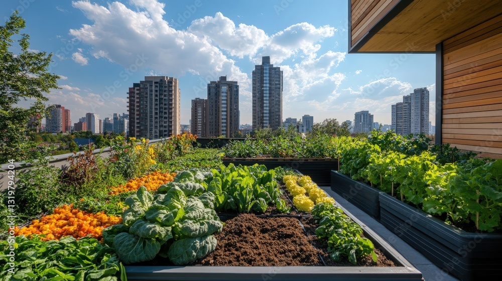 A dynamic photo illustrating urban gardening, featuring rooftop gardens with a variety of plants and vegetables, set against a cityscape backdrop, promoting green living in urban areas. A dynamic photo illustrating urban gardening, featuring rooftop gardens with a variety of plants and vegetables, set against a cityscape backdrop, promoting green living in urban areas.