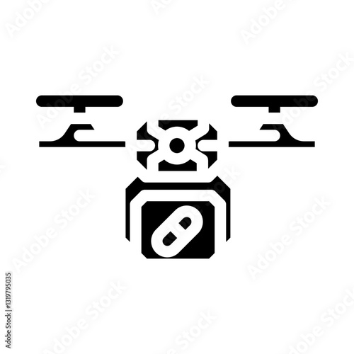 medical drone healthcare innovation glyph icon vector illustration