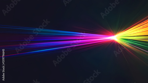 Spectrum of colorful light entering eye on smooth minimalist background. Chromatic Luminance. Illustration