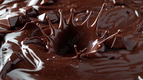 Chocolate dipping station with melted chocolate flowing from center.