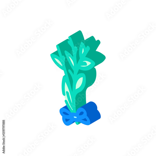 herb sprig sustainable beauty isometric icon vector illustration