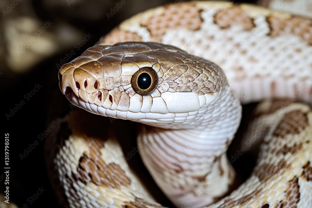 Snake with a head and eyes close up shot