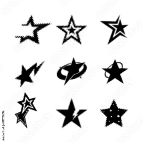 icon y2k abstract. Retro Stars Stickers vector
