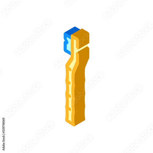 bamboo toothbrush sustainable beauty isometric icon vector illustration