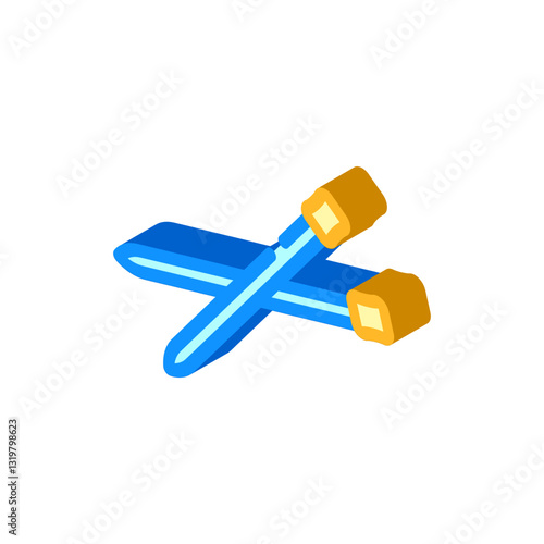 knitting needles slow living isometric icon vector illustration