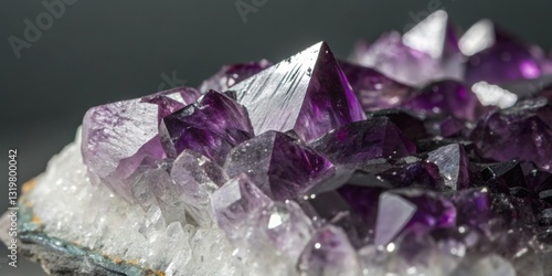 Stunning close-up of purple amethyst crystals showcasing intricate facets and natural beauty
