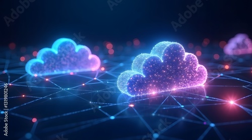 Digital Clouds and Data Points Visualizing Seamless Cloud Migration with Network Connections