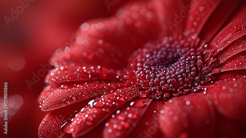 A red flower with water droplets on it
