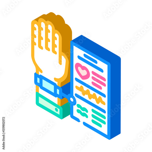 biometric health sensor healthcare innovation isometric icon vector illustration