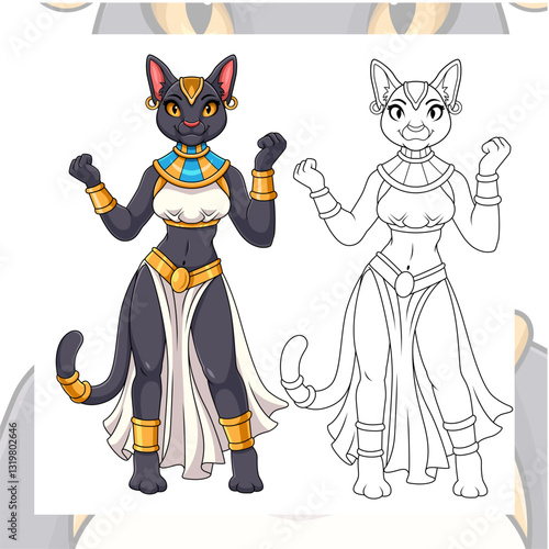 Bastet cartoon mascot character design