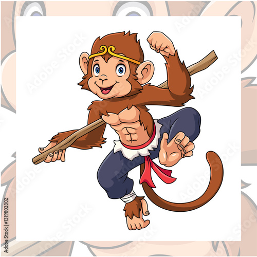 Monkey king cartoon mascot character design