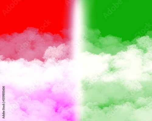 abstract cloud background, green and red