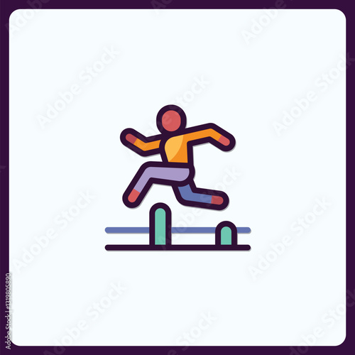 Stylized athletics vector icon, a modern representation of hurdle athlete