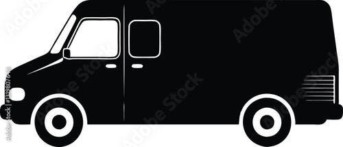 Delivery truck silhouette vector, Fast shipping delivery truck icon