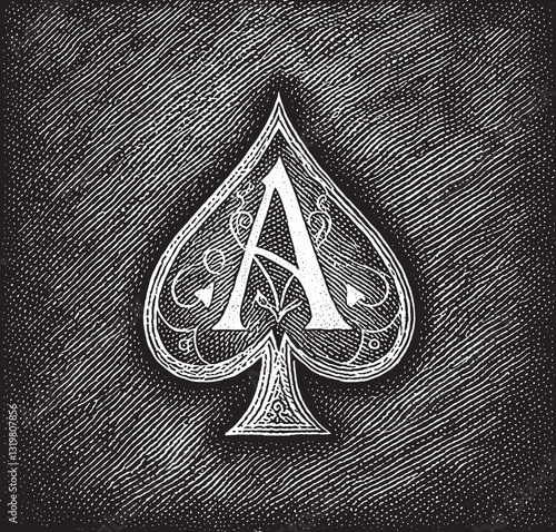 Ace of spades black in retro style, casino logo design vector