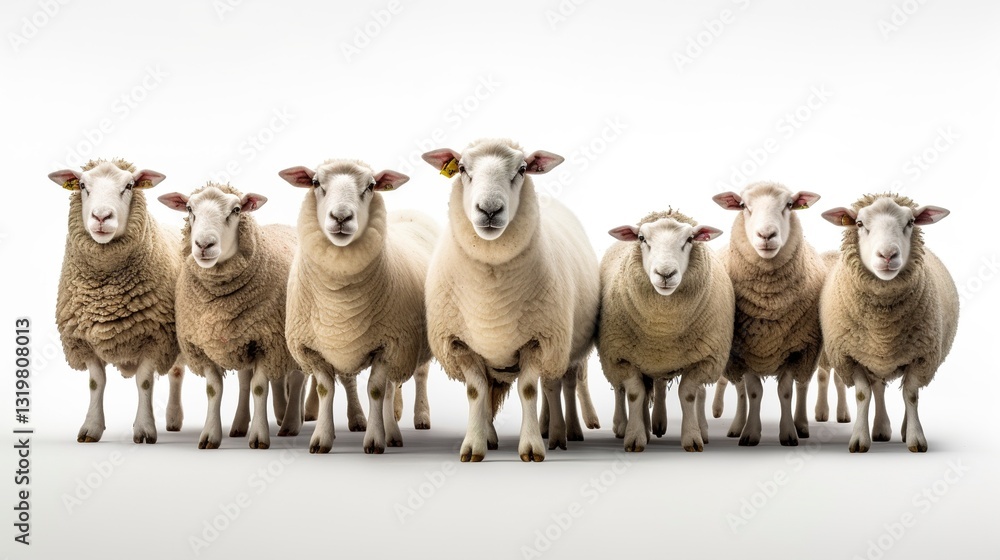 Fototapeta premium A photo of a flock of white sheep