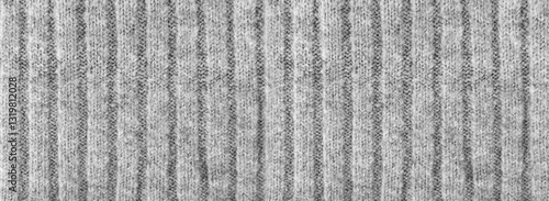 Knitted Striped Fabric Texture Background, Gray Textile Pattern