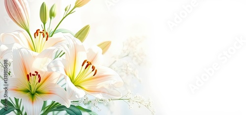 Elegant White Lilies Baby s Breath Floral Arrangement