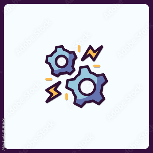 Power mechanics and digital solutions icon for creative modern design