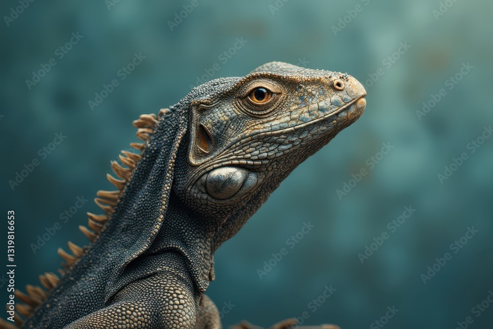 Fototapeta premium an iguana is looking up at the camera