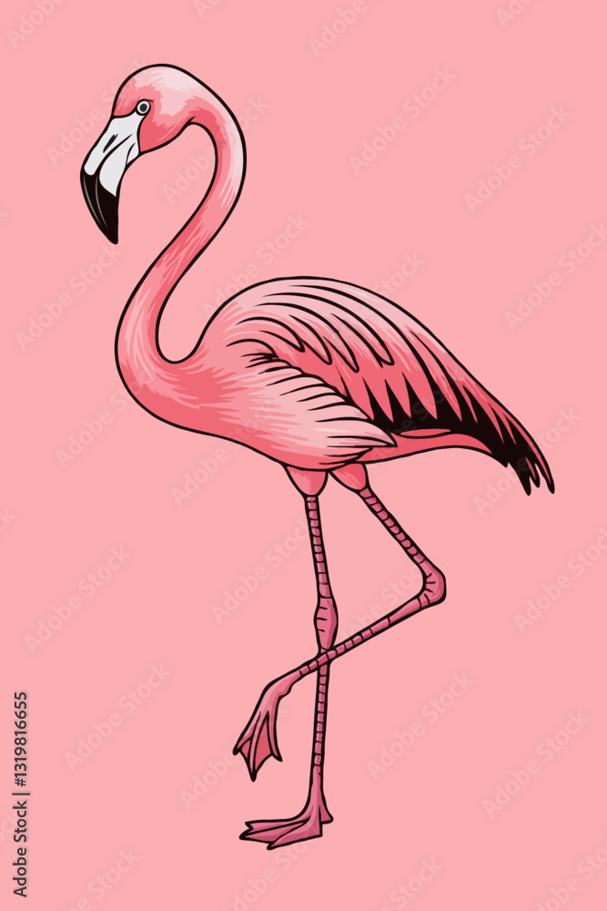 Fototapeta premium Elegant Flamingo Illustration Fun and Simple