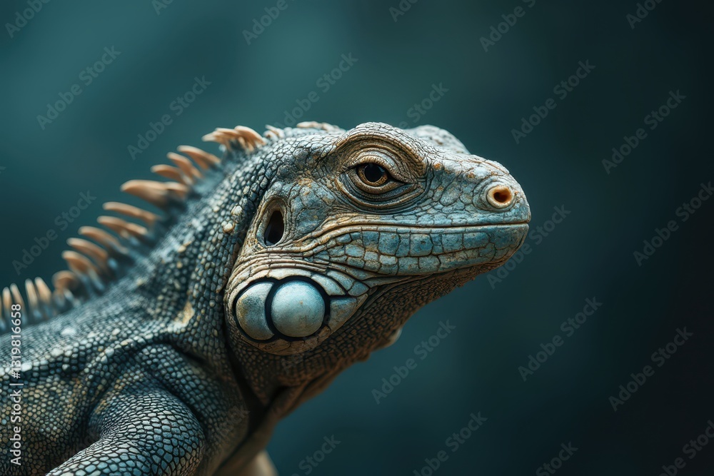 Obraz premium an iguana with a blue head and a green body