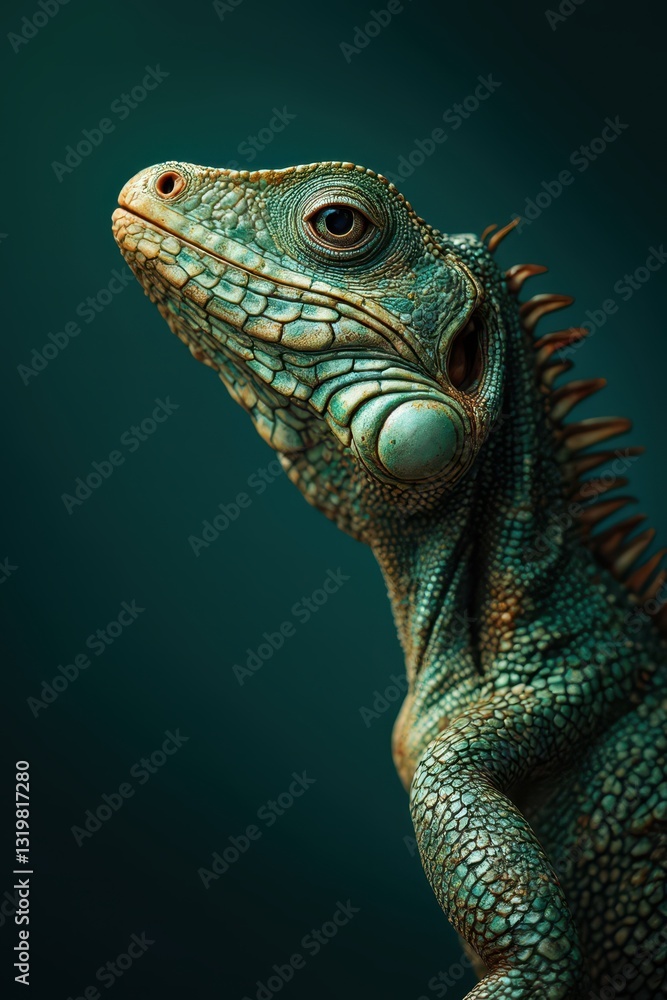 Fototapeta premium an iguana is standing on a dark background