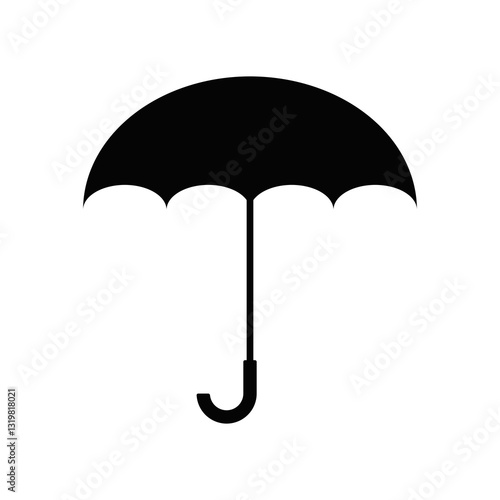 black umbrella silhouette vector illustration on white background. open umbrella icon design. open umbrella for rainy weather or sunshade
