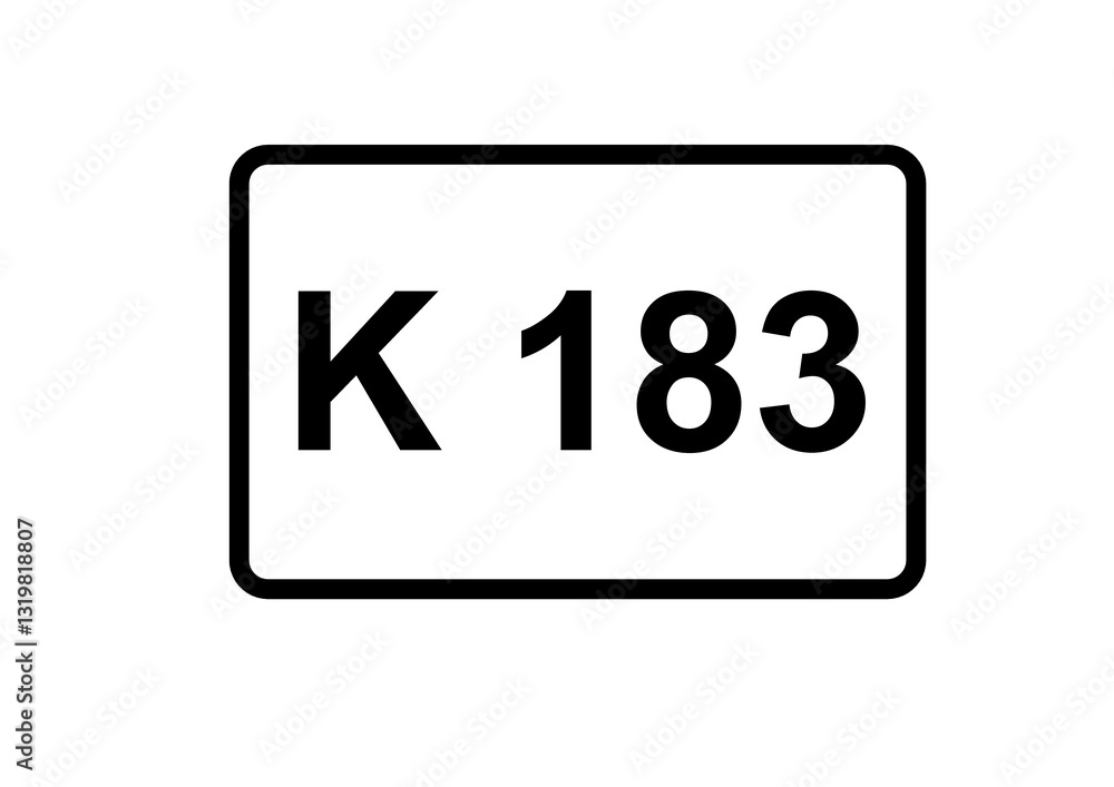 Illustration eines Kreisstraßenschildes der K 183 in Deutschland Illustration eines Kreisstraßenschildes der K 183 in Deutschland