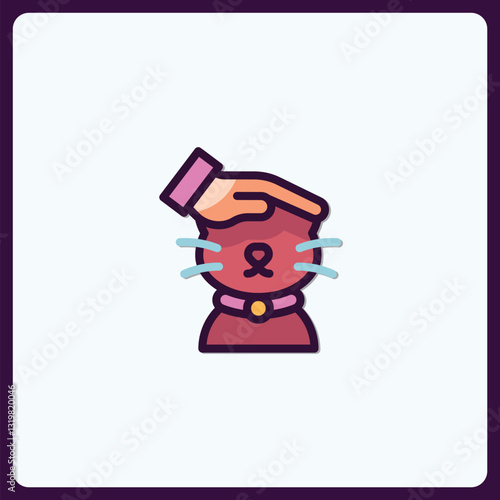 Stylized donation icon depicting a helping hand and a cute kitty face