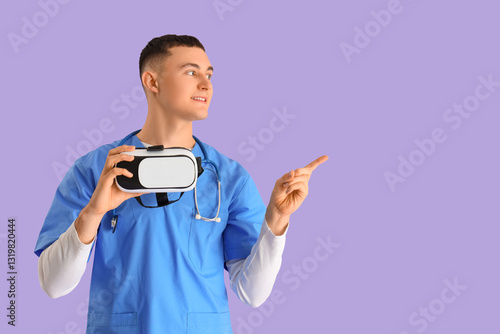 Male doctor with VR glasses...