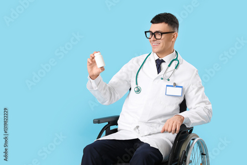 Young male doctor in wheelc...