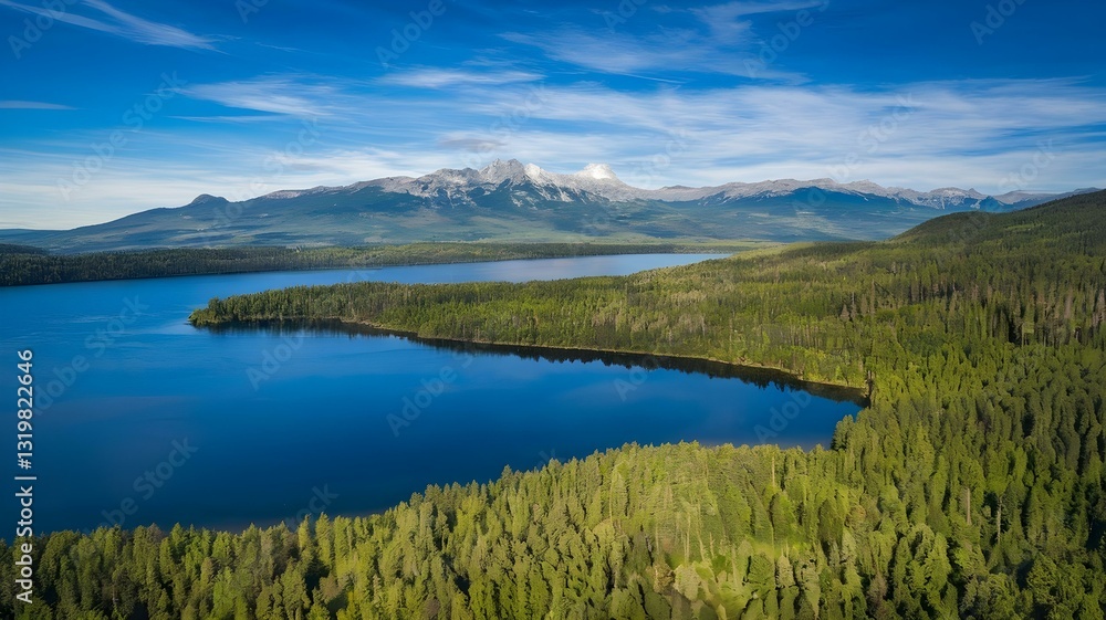 Aerial view of beautiful blue lake and forest with mountain natural landscape, ariel lake view, ariel forest view, ariel forest view with lake, natural view of forest, generated with ai Aerial view of beautiful blue lake and forest with mountain natural landscape, ariel lake view, ariel forest view, ariel forest view with lake, natural view of forest, generated with ai
