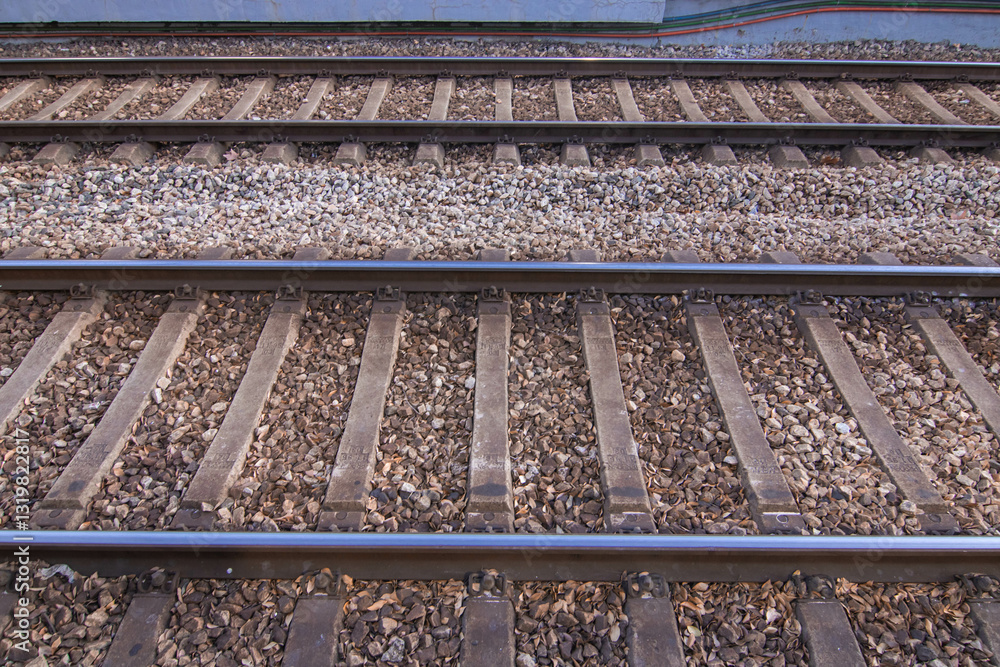 Image of railroad tracks. Transportation and travel concept Image of railroad tracks. Transportation and travel concept