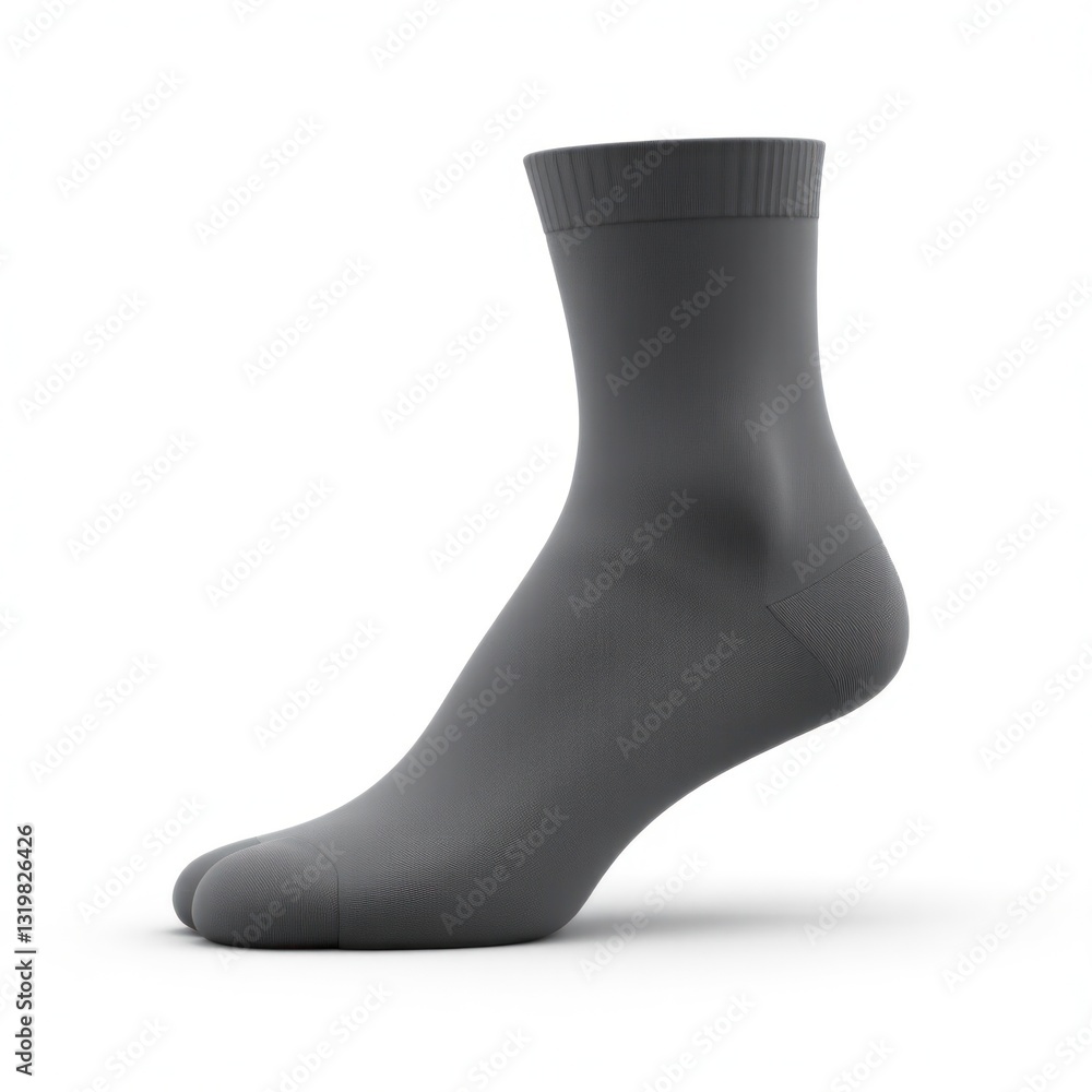A digital image of a gray sock with soft fabric texture details A digital image of a gray sock with soft fabric texture details