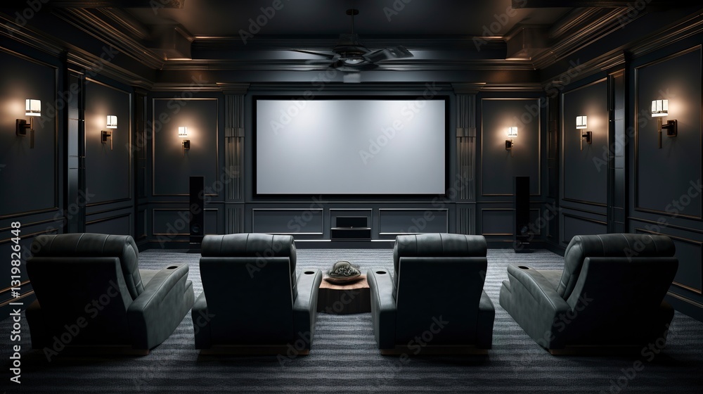 A photo of a home theater with comfy seating A photo of a home theater with comfy seating