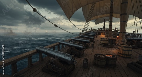 18th Century Warship Ready for Battle
