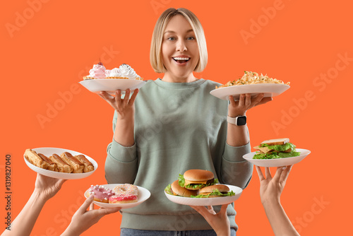 Beautiful woman and hands w...