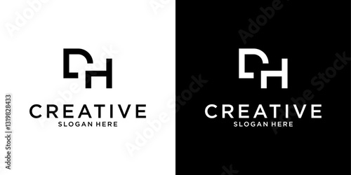 DH or HD initial letter logo design vector template