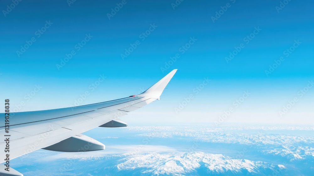 Close-up of airplane wing with contrails Close-up of airplane wing with contrails