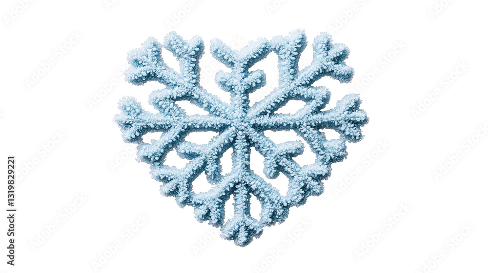 Heart-shaped snowflake clipart design winter wonderland digital art