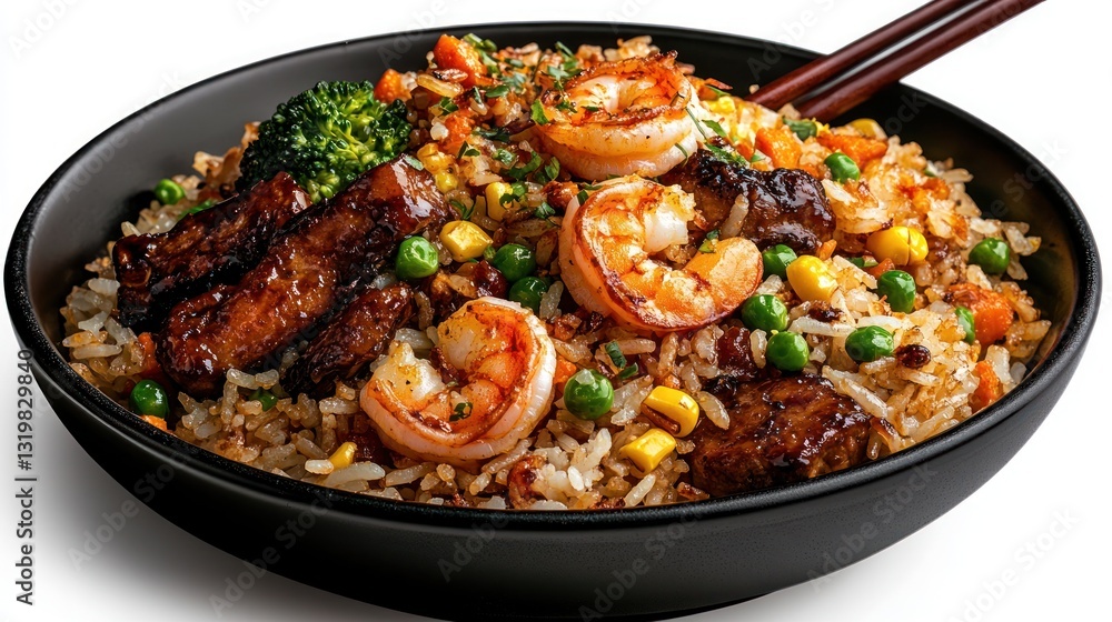 Fototapeta premium Delicious Beef and Shrimp Fried Rice