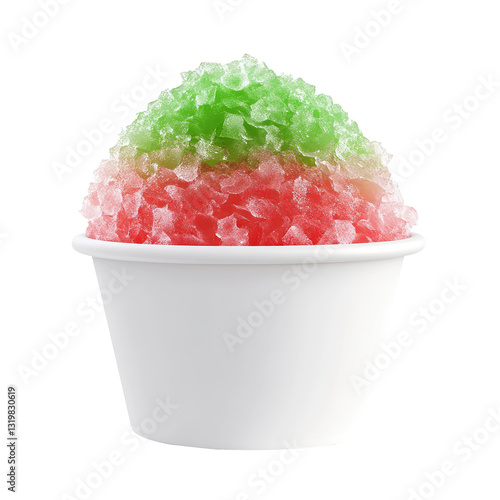 Hawaiian Shave Ice, Shaved Ice or Snow Cone dessert isolated. on a white background.