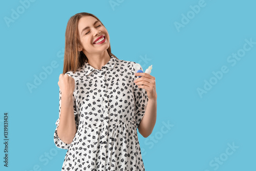 Happy young woman with eye ...