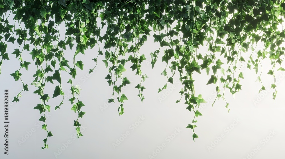 Serene Hanging Ivy Vines Cascading Down, Creating A Tranquil And Natural Scene With Soft Light Against A Muted Background Serene Hanging Ivy Vines Cascading Down, Creating A Tranquil And Natural Scene With Soft Light Against A Muted Background