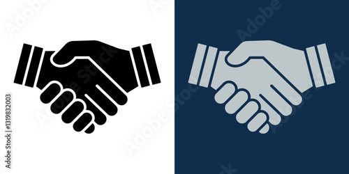Business Handshake Silhouette Icon. Black and White Agreement Symbol, Contract and Partnership Sign, Professional Cooperation and Trust Illustration for Corporate and Legal Purposes