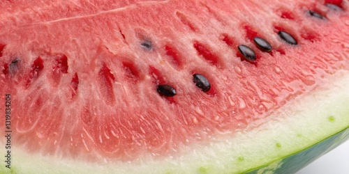 Obraz na płótnie Freshly sliced watermelon reveals juicy red interior with black seeds on display w salonie