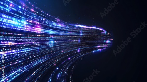 Abstract Digital Data Stream: A Futuristic Visualization of Binary Code Flowing Through Cyberspace